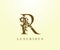R Letter Classic logo. Vintage Brown letter stamp for book design, weeding card, label, business card, Restaurant, Boutique, Hotel