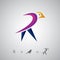 R Letter Phoenix Bird fly Freedom Hope Peace Logo Illustration