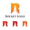 R - Letter Rocket Up Technology Logo Symbol