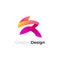 R logo colorful design, Rabbit and letter R logo combination