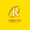 R Logo Template. Yellow Background Circle Brand Name template Pl