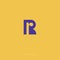 R monogram. R logo. Violet letter R in letter R monogram, isolated on yellow background.