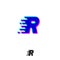 R monogram with stereo effect. R letter with movement and shift. Dynamic logo.