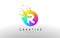 R Rainbow Dots Letter Logo. Letter Design Vector with Colorful D