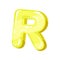 R yellow glossy bright English letter, kids font vector Illustration on a white background