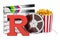 R â€“ Restricted, film rating system concept. 3D rendering
