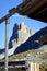 Ra Gusela or Gusela del Nuvolau - 2.595 m, seen from Passo Giau in a sunny autumn day.