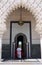 Rabat, Morocco. The Mausoleum of Mohammed V facade, guarded by Royal Guard.