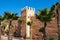 Rabat, Morocco - Oct 13, 2019: Kasbah of the Udayas - the west part of fortified wall with the Almohad gate Bab Oudaia