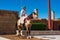 Rabat, Morocco - Oct 13, 2019: A royal maroccan guard in front of the mausoleum of the Mohammed V