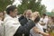 Rabbi blesses the bride and groom at a traditional Jewish wedding in Ojai, CA