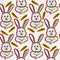 Rabbit angry expression, funny cute bunny with gold necklace carrot, cartoon seamless pattern, can be used for t-shirt print, kids