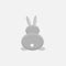 Rabbit. Back view. Gray animal, white tail. Vector. A single element of decor