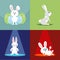 Rabbit background illustraion logo design