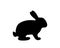Rabbit black silhouette. Bunny symbol. Hare silhouette. Farm animal icon isolated on white background.