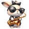 rabbit Blowing the saxophone clipart watercolor