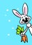 Rabbit bouquet carrot illustration postcard cute character
