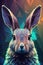 Rabbit, Bright neon portrait, polygon style, Geometric style, cartoon style, neon style. Generative AI