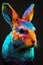 Rabbit, Bright neon portrait, polygon style, Geometric style, cartoon style, neon style. Generative AI