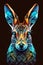 Rabbit, Bright neon portrait, polygon style, Geometric style, cartoon style, neon style. Generative AI