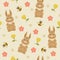 Rabbit/bunny and bumble bee seamless pattern.