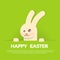 Rabbit Bunny Happy Easter Holiday Banner Greeting Card Green Background