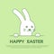 Rabbit Bunny Happy Easter Holiday Banner Greeting Card Green Background