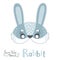 Rabbit, bunny, hare carnival mask for baby. Costume fairytale animal character for a childrens party. Isolated vector
