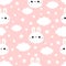 Rabbit bunny hare face. Cloud in the sky. Seamless Pattern. Cute cartoon kawaii funny smiling baby character. Wrapping paper,