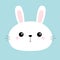 Rabbit bunny head face round icon. Cute cartoon kawaii funny baby kids character. Happy Easter. Farm animal. Blue pastel