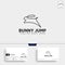 rabbit or bunny jump animal line art style logo template vector icon