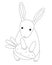 Rabbit and carrots. A small, cute, children`s bunny holds a carrot in its paws. Linear vector rabbit for coloring in Scandinavian