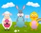 Rabbit, Chick & Lamb with Easter Eggs