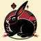 Rabbit in the chinese hieroglyphs. Vector illustration. AI Generated