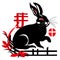 Rabbit and chinese hieroglyphs. Vector illustration. AI generated