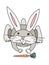 rabbit climbs for carrots. vector doodle sketch new