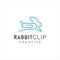 Rabbit Clip Logo Idea Icon Design Stock Vector. Animal Paper Clips Logo Design Template. Monogram Bunny Logo Line Outline clip. Si