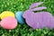 Rabbit with colorful easter eggs