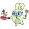 Rabbit cooking carrots doodle kawaii. doodle icon image