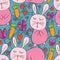 Rabbit cute seamless pattern