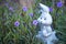 Rabbit decorative statue in garden