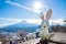 Rabbit dolls at Mount Tenjoyama at Kawaguchiko. Japan