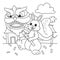 Rabbit Dragon Dancing Coloring Page for Kids