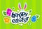 Rabbit Ears Bunny Painted Eggs Happy Easter Holiday Banner Colorful Greeting Card
