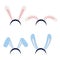 Rabbit ears. Easter masks collection. Blue and pink bunny ears isolated on white background. Flat style vector