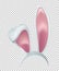 Rabbit ears realistic 3d vector illustration. Easter bunny ears kid headband, mask. Hare costume white and pink element