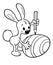 Rabbit, Easter Bunny, Easter Egg, Cartoon Character, Cute Easter bunny painting an egg.