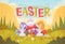 Rabbit Easter Holiday Bunny Decorated Eggs Greeting Card