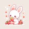 rabbit Eat strawberry animal chibi cartoon style isolated plain background by AI generated