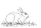 Rabbit eating grass, Hand drawn